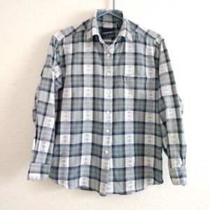 Company One Embroidered Flowers Shirt Plaid Check Size Medium Chest 38"